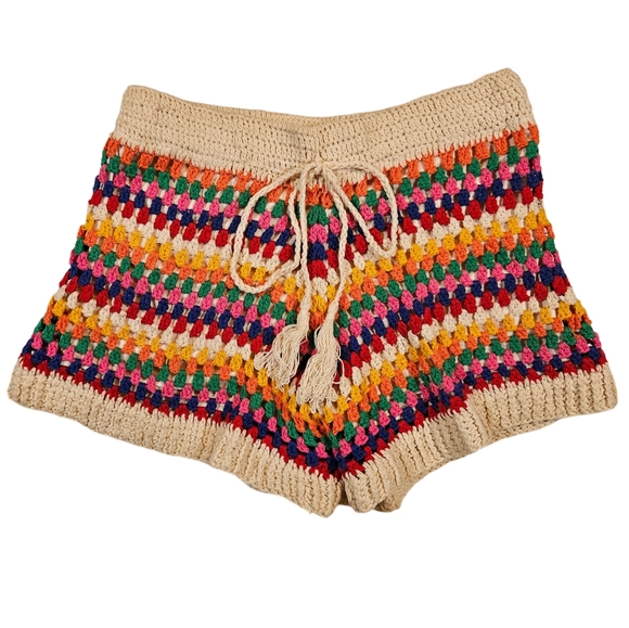 Le Lis Pants - Le Lis Crochet Shorts, Rainbow, Medium